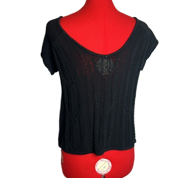 MM37 Kersh cable knit back 3 button short sleeve cardigan - Picture 4 of 9